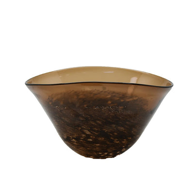 Dekorativ skål i brunt glas, 29 × 21 cm