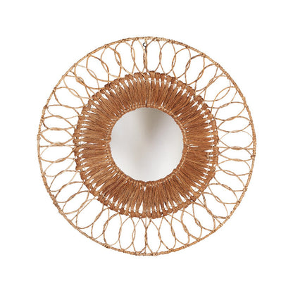 Coconut round mirror, beige - 80 cm