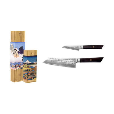 Bunka Damascus starter set, 2 knives - paring and santoku