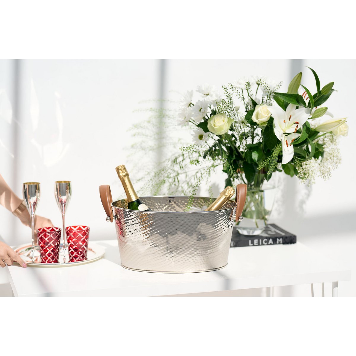 Hand-cut crystal glasses Dio, red, set of 6, 10 cm high