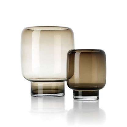Glass Smoky Cube Vase, Brown - Large