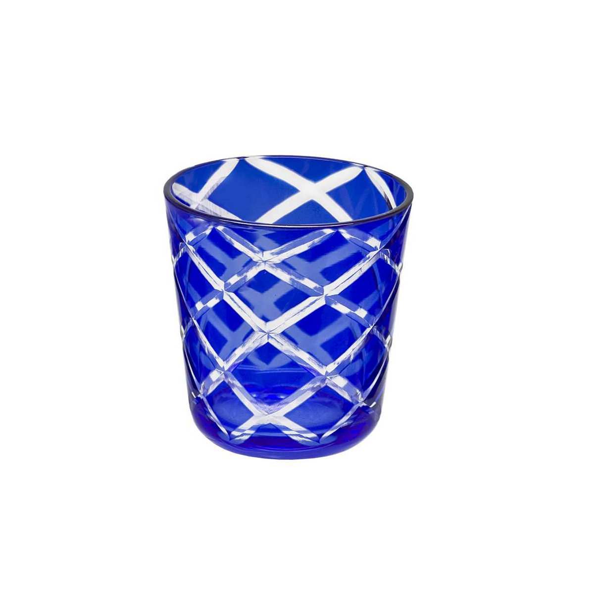 Glastassen Dio, blau & rot, 4er-Set – H 8 cm