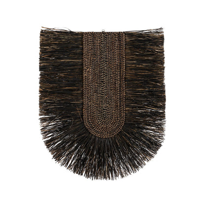 Grass wall circle, woven, 74 cm, black - handmade