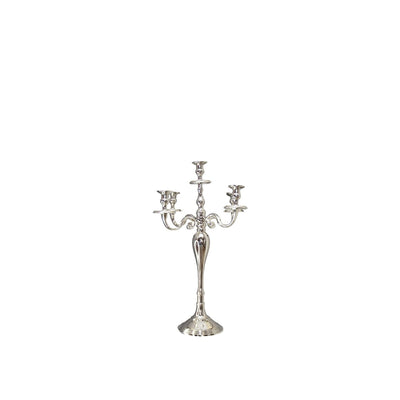 Metal lysestage, 5-armet, 40 cm - sølv