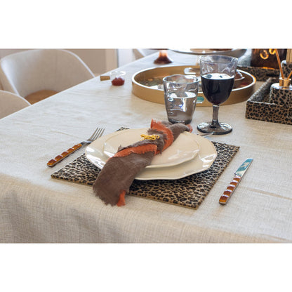 Besteck-Set aus Edelstahl, 24-teilig, brauner Griff