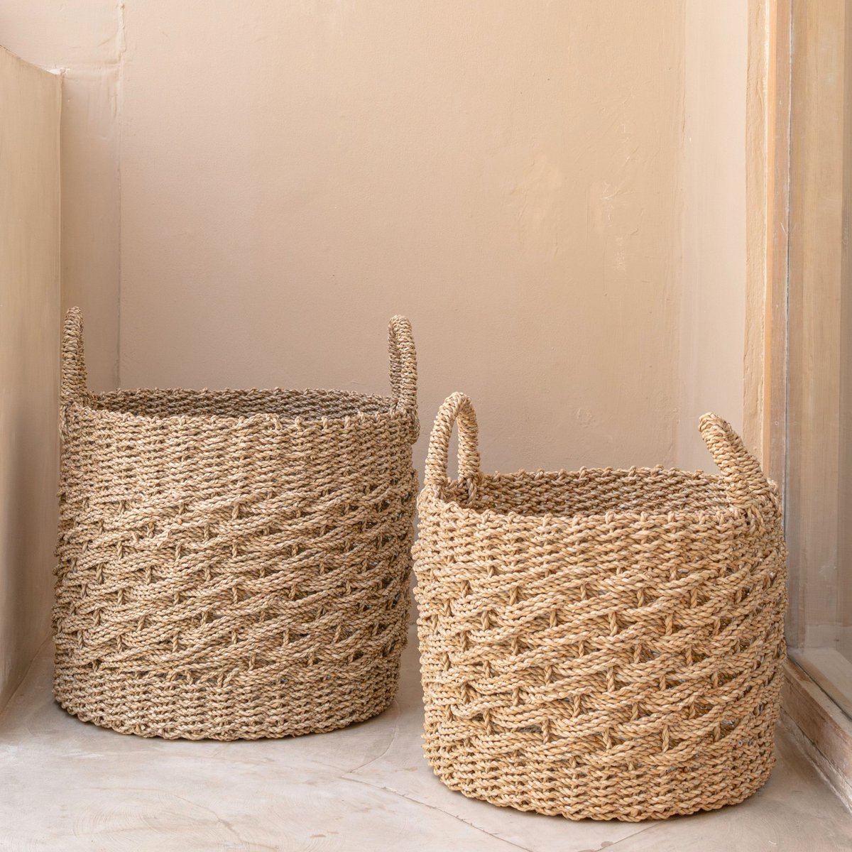 Seegras-Aufbewahrungskorb 38 cm - beige, M