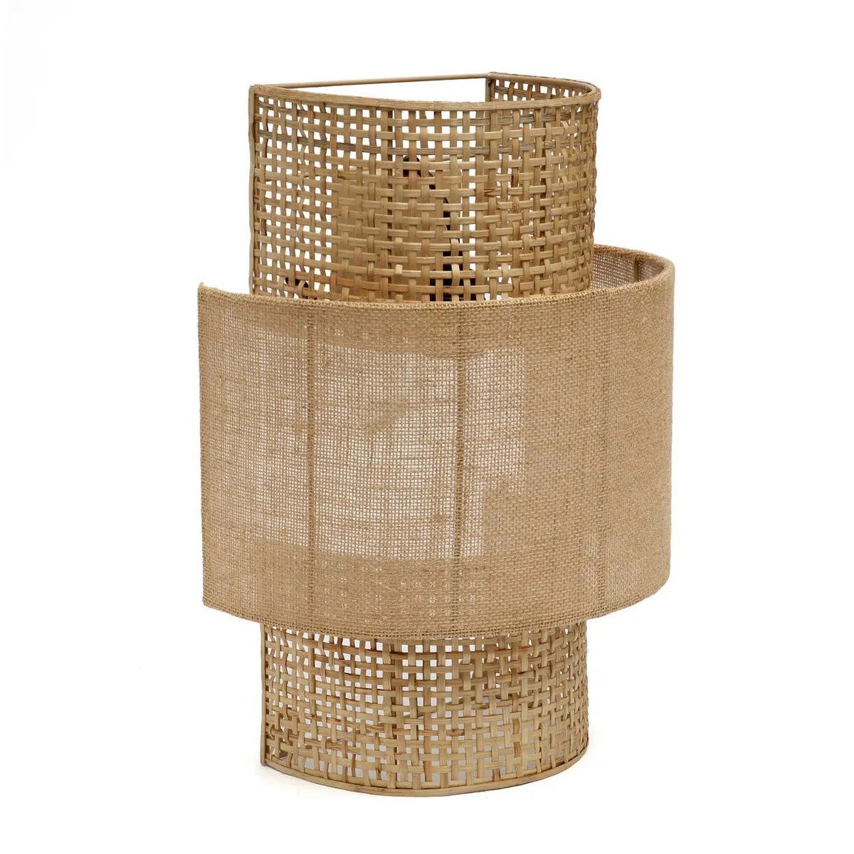 Rattan væglampe, 41 cm - naturlig jute og flet