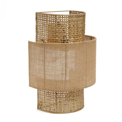 Rattan væglampe, 41 cm - naturlig jute og flet