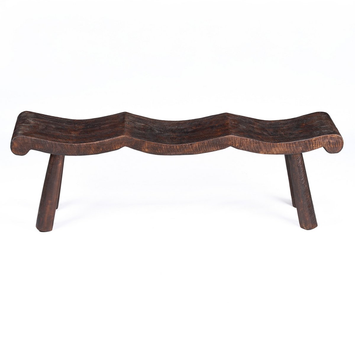 Mango wood bench, dark walnut, 155 cm - wave seat