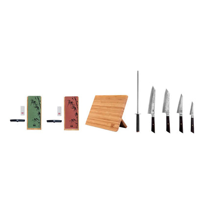 Bunka Damast 8-teiliges Messer- & Zubehör-Set - AUS-10 Stahl