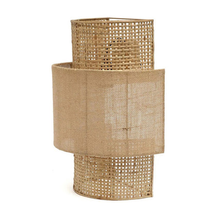 Rattan væglampe, 41 cm - naturlig jute og flet