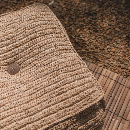 Raffia puf PADAR 55 × 55 cm - kokosfiber & bomuld