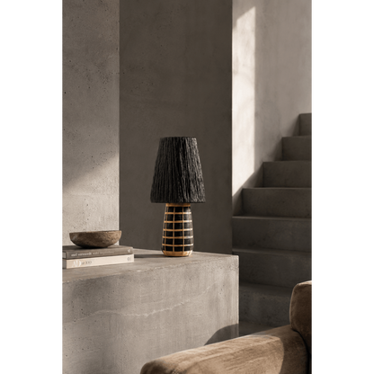 Naxos bordlampe - Sort med græsskærm