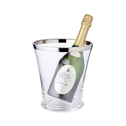 Mundgeblasener Kristall-Flaschenkühler 20 cm – Platinrand