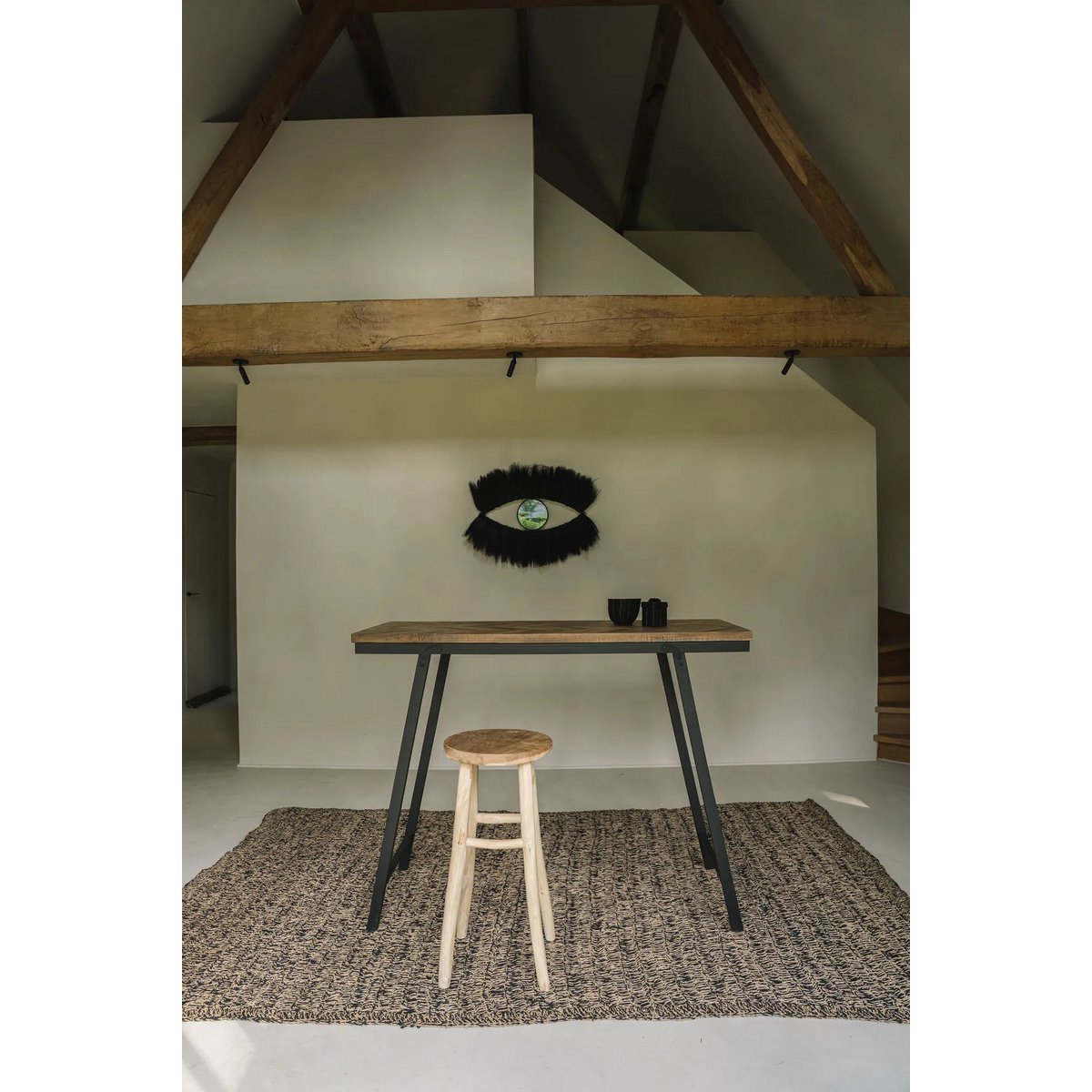 Spiegel mit Grasrahmen, schwarz, 100 × 60 cm – skulptural