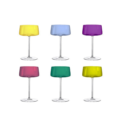 Multifarvede champagneglas 230 ml – sæt med 6