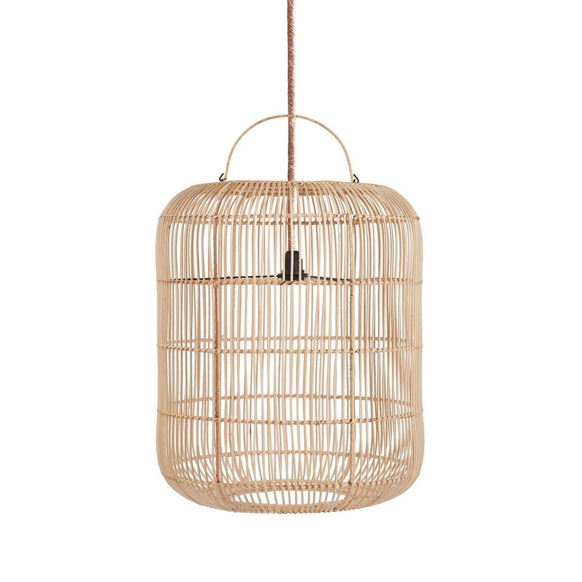 Rattan-Hängeleuchte Bozelo, beige – 50×60 cm