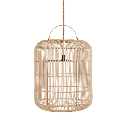Rattan-Hängeleuchte Bozelo, beige – 50×60 cm
