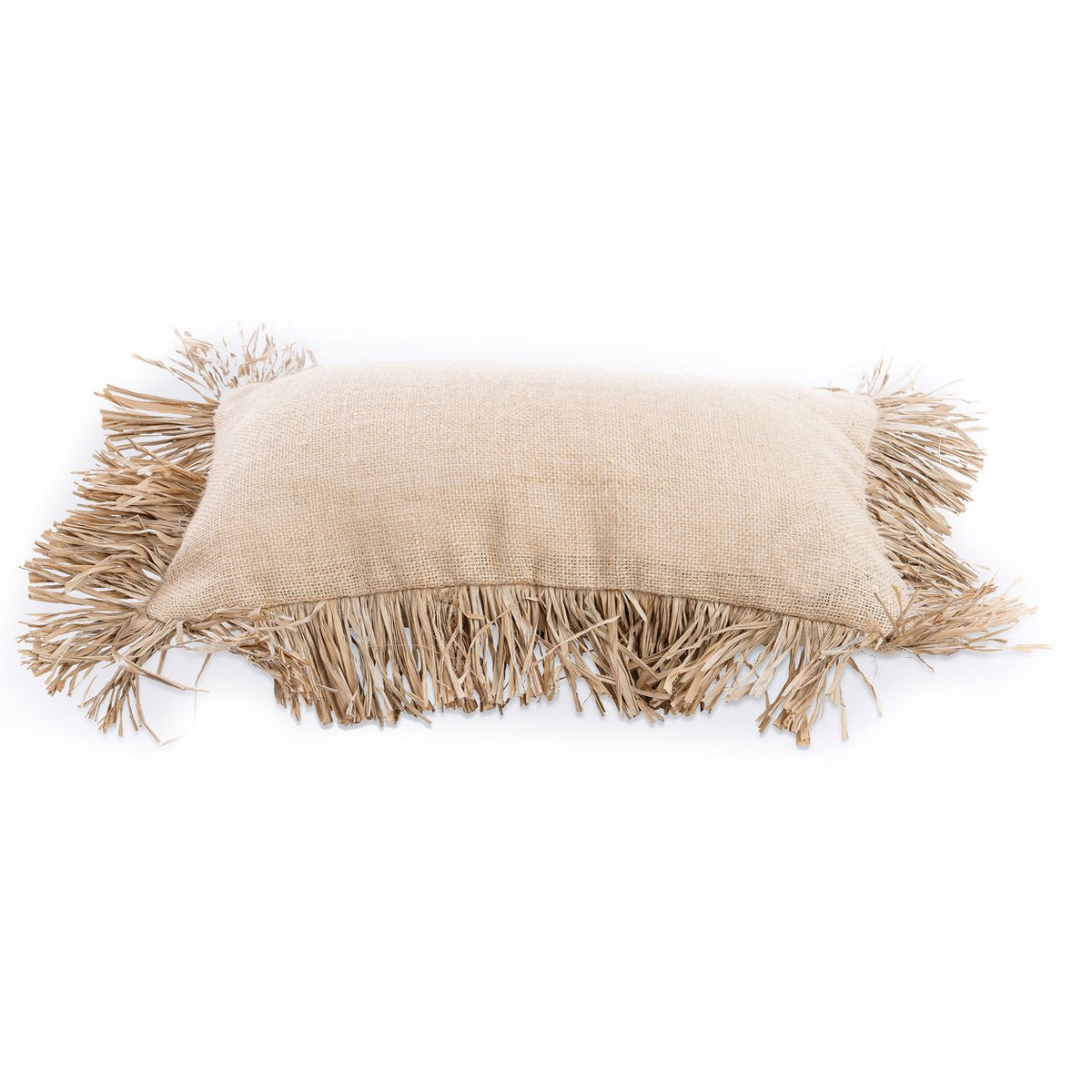 Kissenbezug aus Baumwolle mit Jute und Raffia – 30x50cm