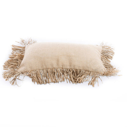 Kissenbezug aus Baumwolle mit Jute und Raffia – 30x50cm