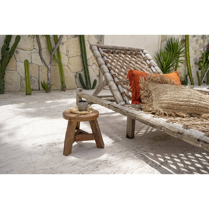 Holzhocker Natur 27 × 27 × 24 cm – klein, hergestellt in Indonesien