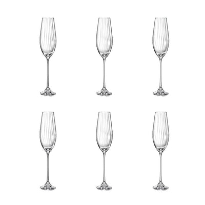 Sektgläser, klares 6er-Set – Wasserfall-Design