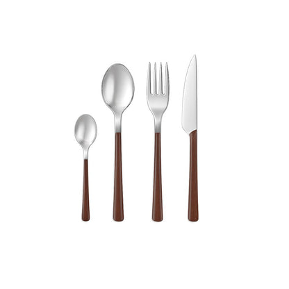 Silver cutlery set, 24 pieces with wooden handles