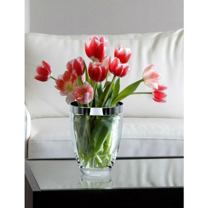 Håndpustet glasvase Charlotte, 20 cm - platinrand