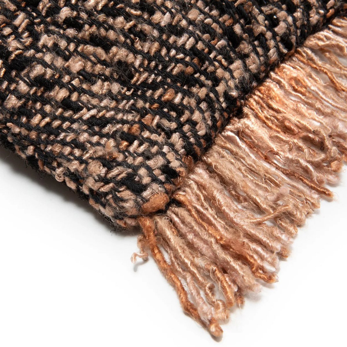 Handgefärbter Baumwollkissenbezug 30×50 cm – schwarz und kupfer