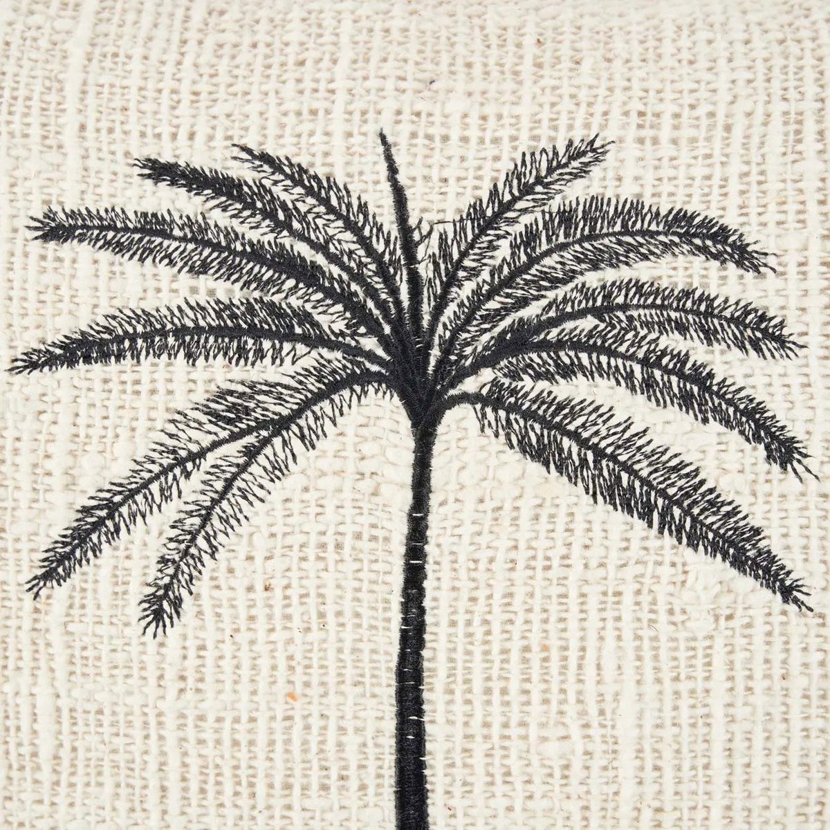 Cotton cushion cover 50×50 cm – palm leaf, natural black