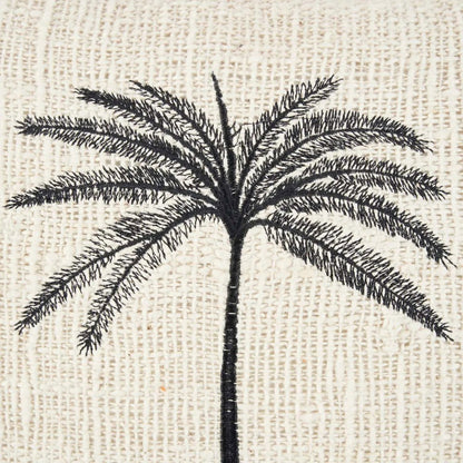 Cotton cushion cover 50×50 cm – palm leaf, natural black