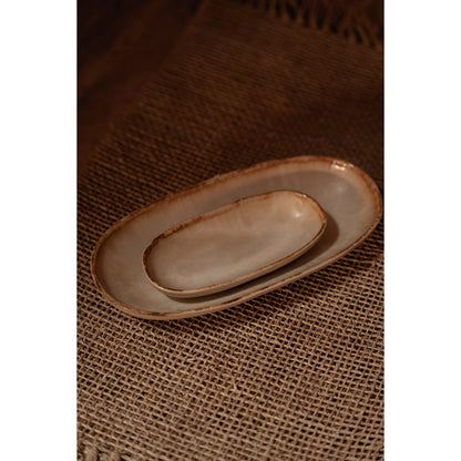 White stoneware oval plate M 24 × 13 cm - made in Portugal