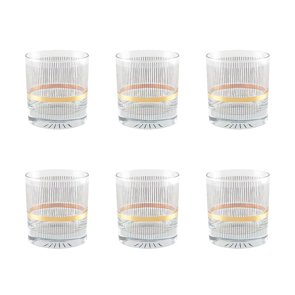 Black and gold whiskey glasses - set of 6