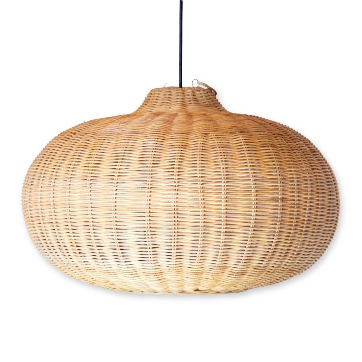 Rattan lampshade Ø 56 cm – wide round woven shade, beige
