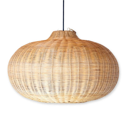 Rattan lampshade Ø 56 cm – wide round woven shade, beige