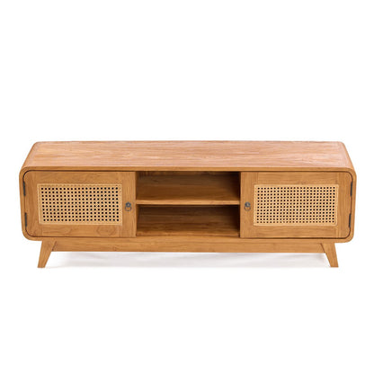 TV-møbel i teak og rattan, 150 cm – midcentury