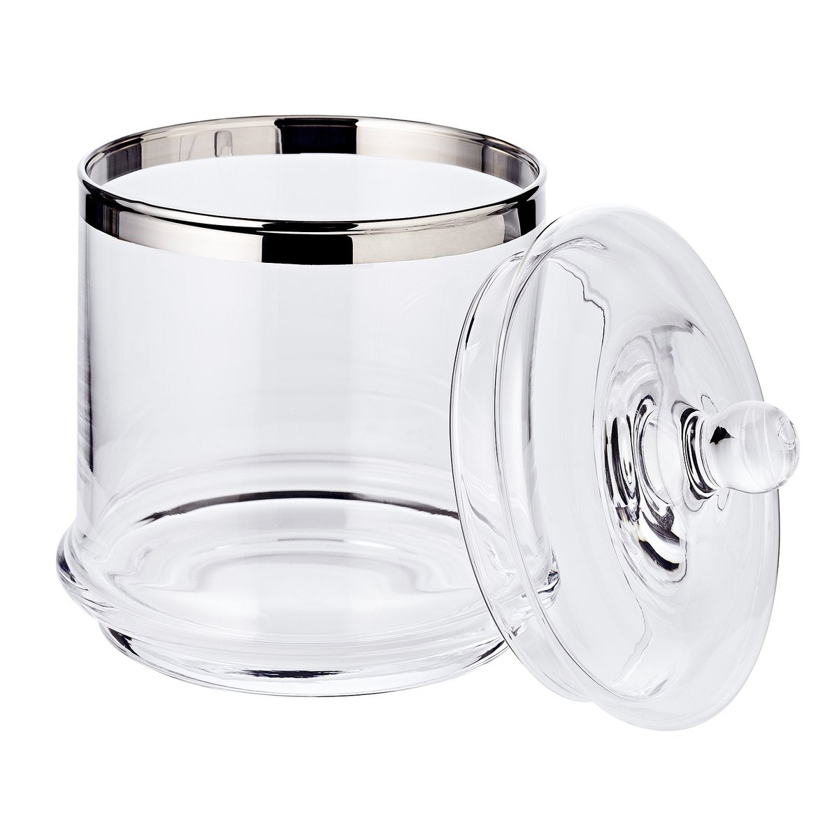 Handgeblasene Glasdose Lia, 29cm mit Deckel – Platinrand