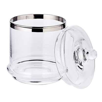 Handgeblasene Glasdose Lia, 29cm mit Deckel – Platinrand
