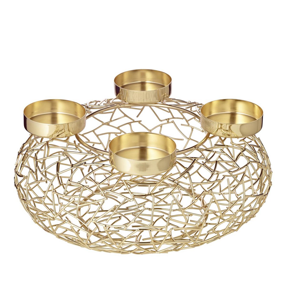 Metal advent wreath 34 cm, gold finish - Milano