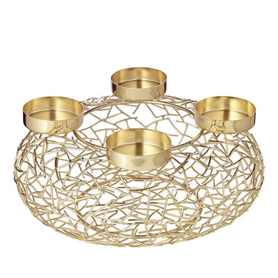 Metal advent wreath 34 cm, gold finish - Milano