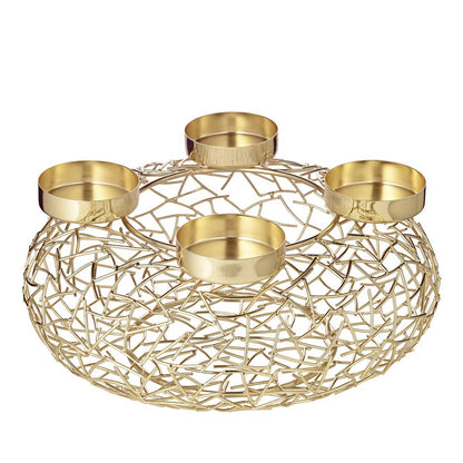 Metal advent wreath 34 cm, gold finish - Milano