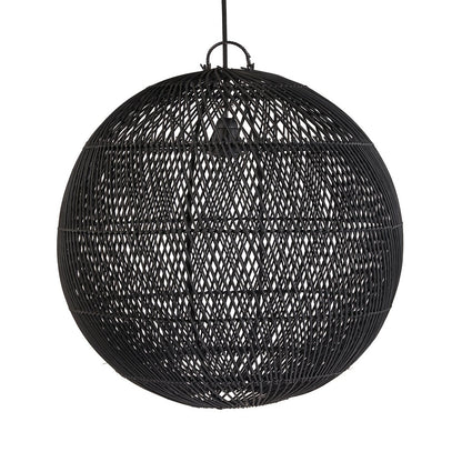 Handwoven rattan ball pendant shade 50 cm - black, medium