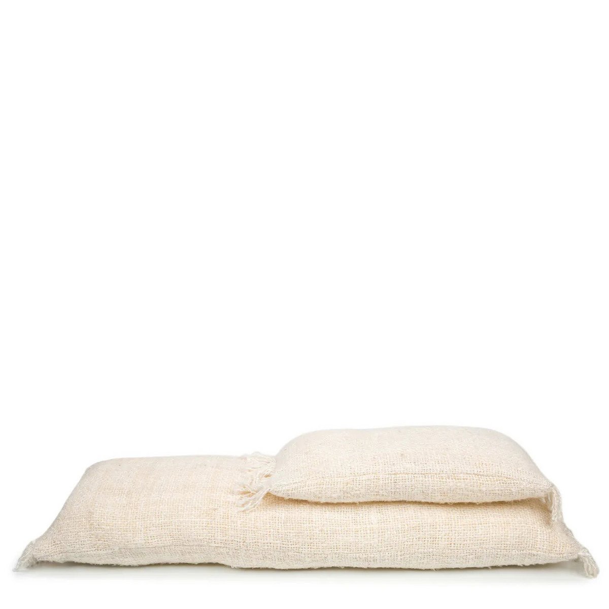 Håndfarvet lændepude i bomuld, 30×50 cm - Creme