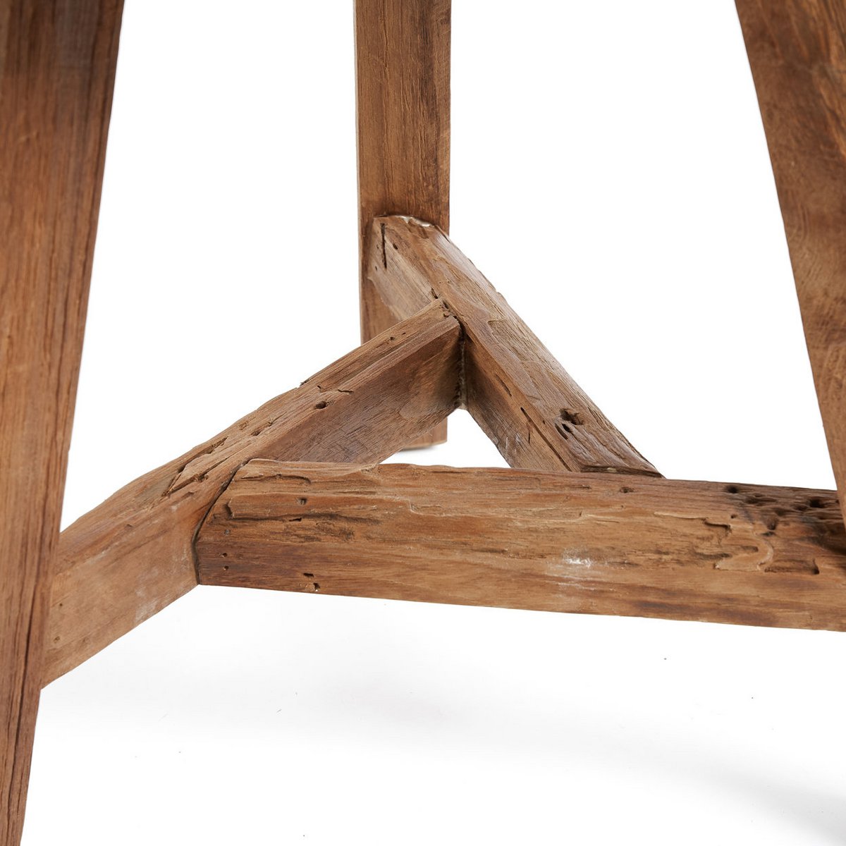 Reclaimed teak stool, tripod - 44cm L