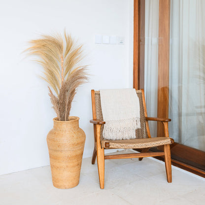 Tall woven rattan floor vase KIDUNG Ø 30 cm – brown