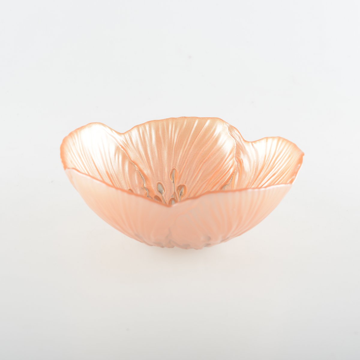 Glass bowl, fluted - salmon, 16 cm