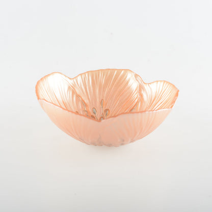 Glass bowl, fluted - salmon, 16 cm