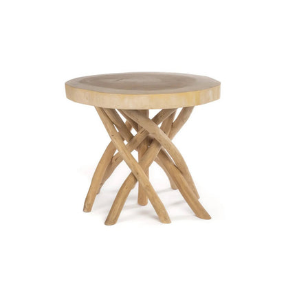 Teak side table, 60 cm - branch base