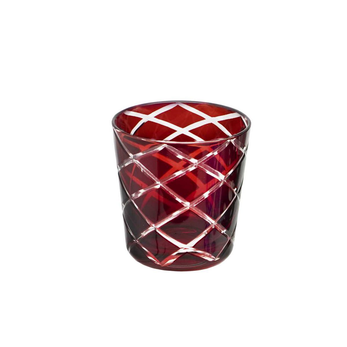 Glastassen Dio, blau & rot, 4er-Set – H 8 cm