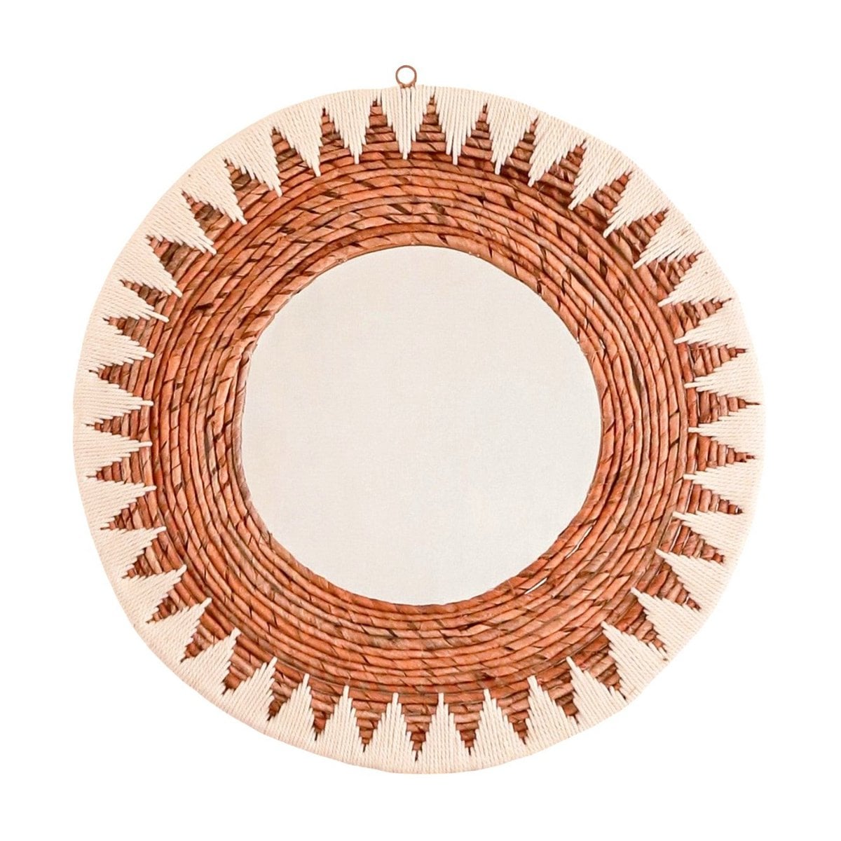 Woven cotton cord round wall mirror 60 cm AWAN
